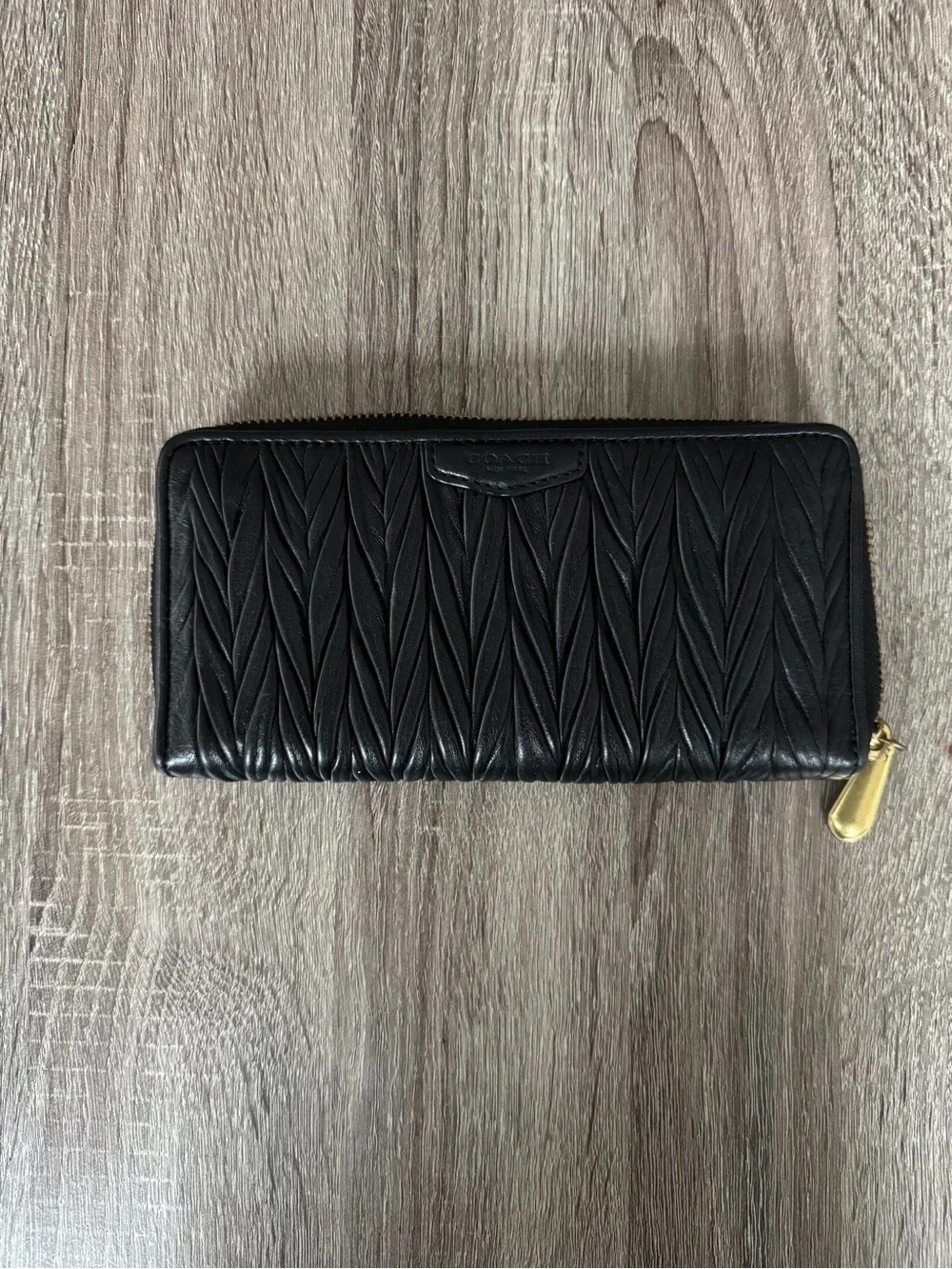 Coach Black Quilted Leather Zip Clutch